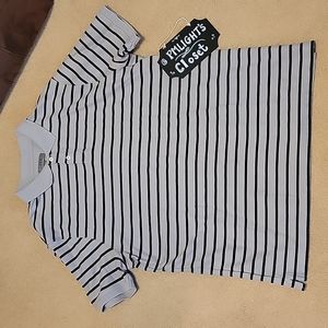 1888 Saddlebred Polo Shirt XL Short Sleeve Gray with Black Stripe